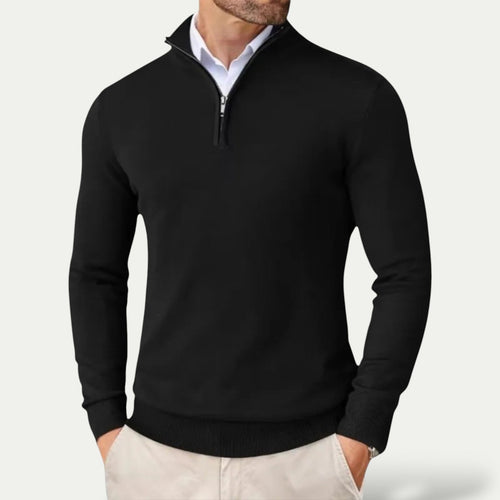Cashmere Jumper with Half Zip and Slim Fit