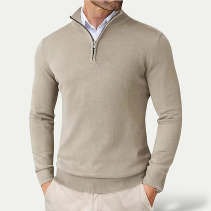 Cashmere Jumper with Half Zip and Slim Fit