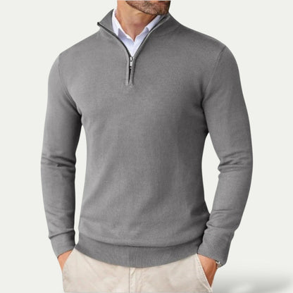 Cashmere Jumper with Half Zip and Slim Fit