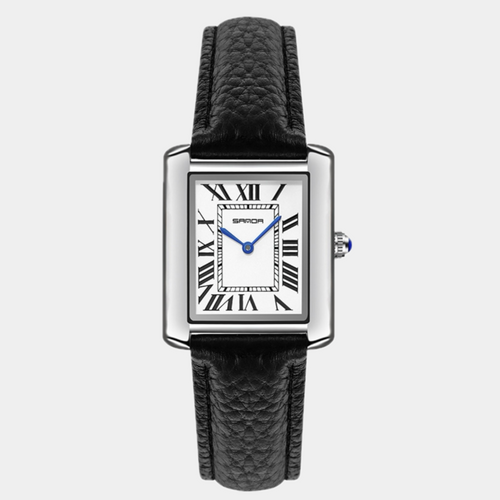 Square Watch with Leather Strap