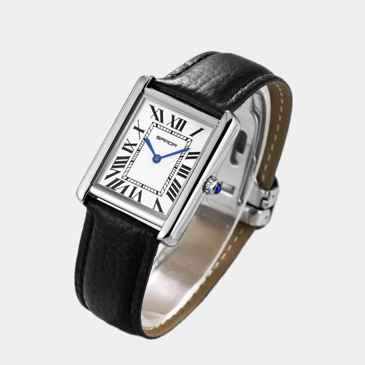 Square Watch with Leather Strap