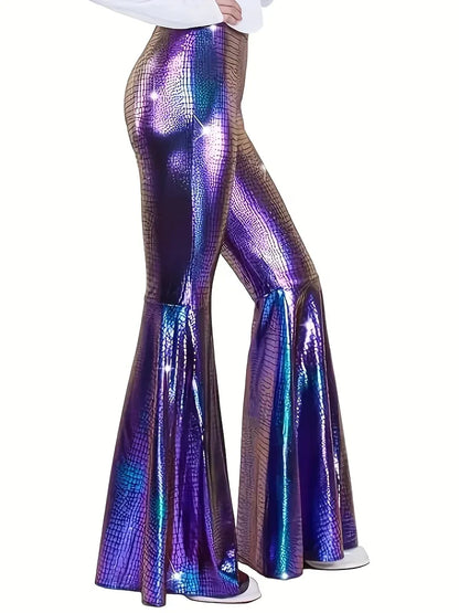 Wide party trousers with holographic finish