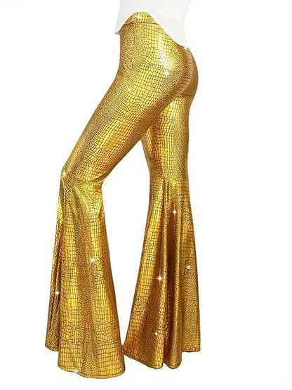 Wide party trousers with holographic finish
