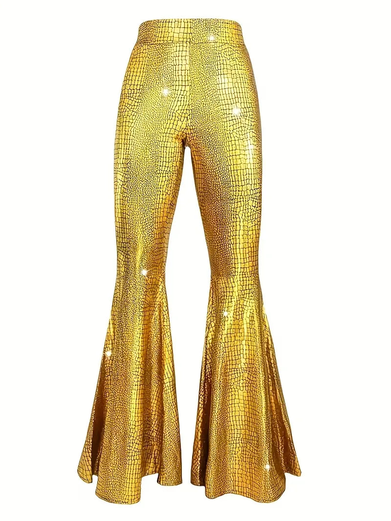 Wide party trousers with holographic finish