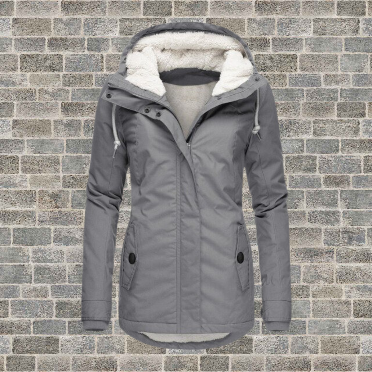 Winter coat with hood and fleece lining