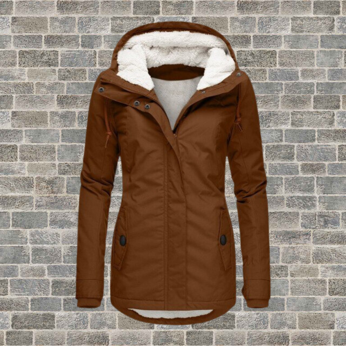 Winter coat with hood and fleece lining