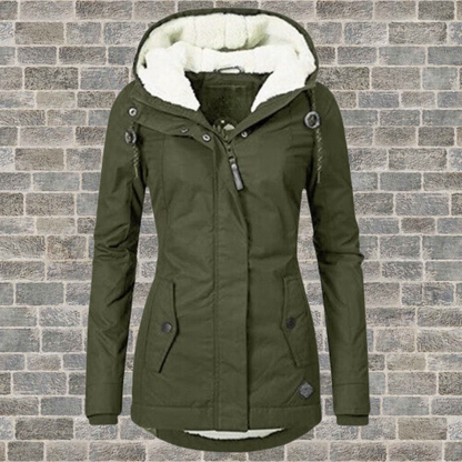 Winter coat with hood and fleece lining