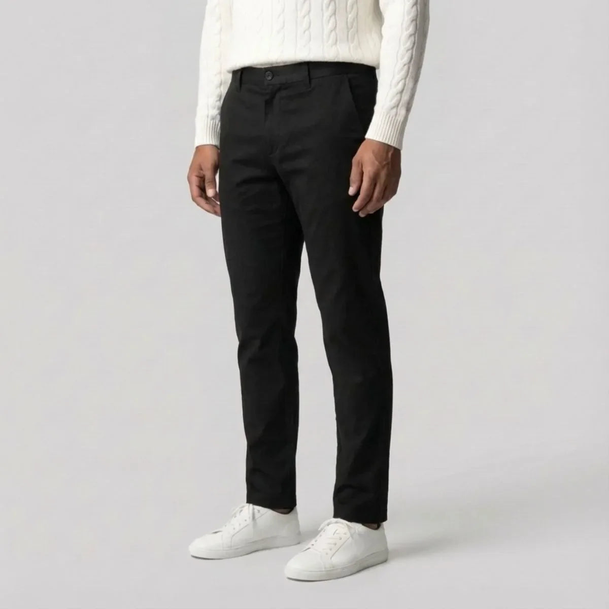Black Chinos with Regular Fit and Straight Legs