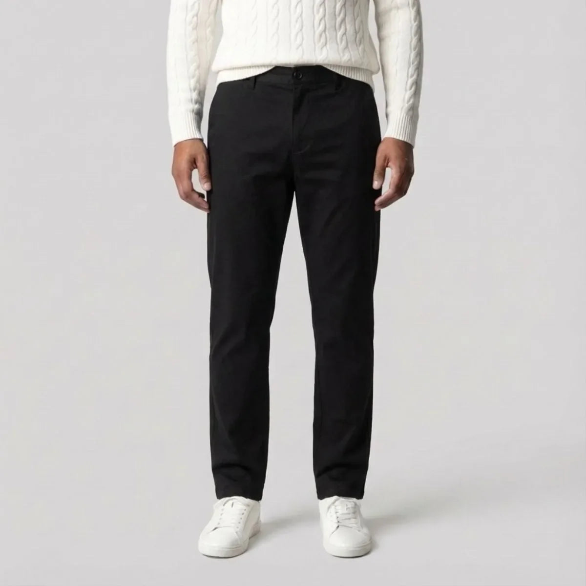 Black Chinos with Regular Fit and Straight Legs