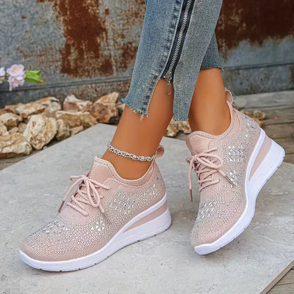 Platform sneakers with knitted upper