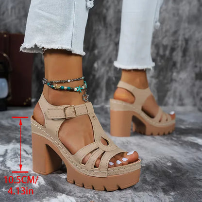 Heeled sandals with T-strap