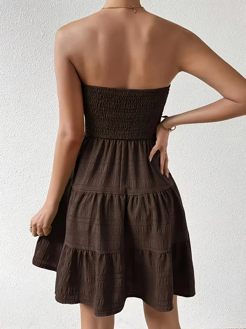 A-line dress with smocked bodice