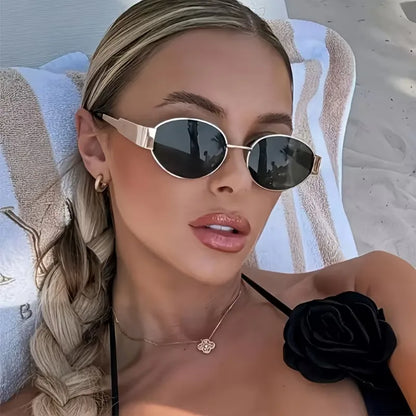 Sunglasses with Oval Metallic Frame