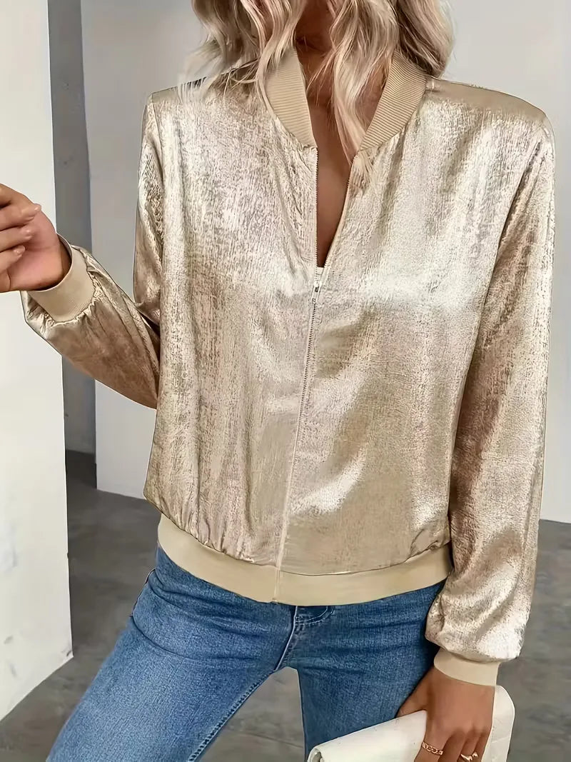 Bomber jacket with ribbed details