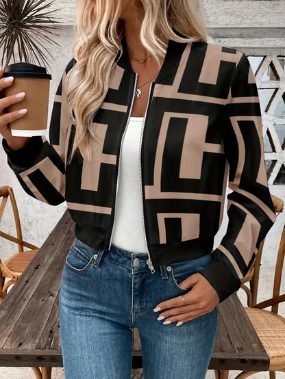 Bomber Jacket with Geometric Print