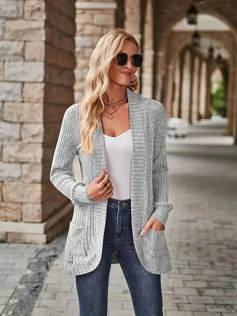 Open vest with ribbed texture