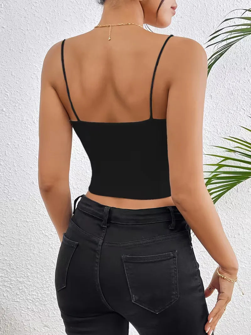 Crop top with spaghetti straps