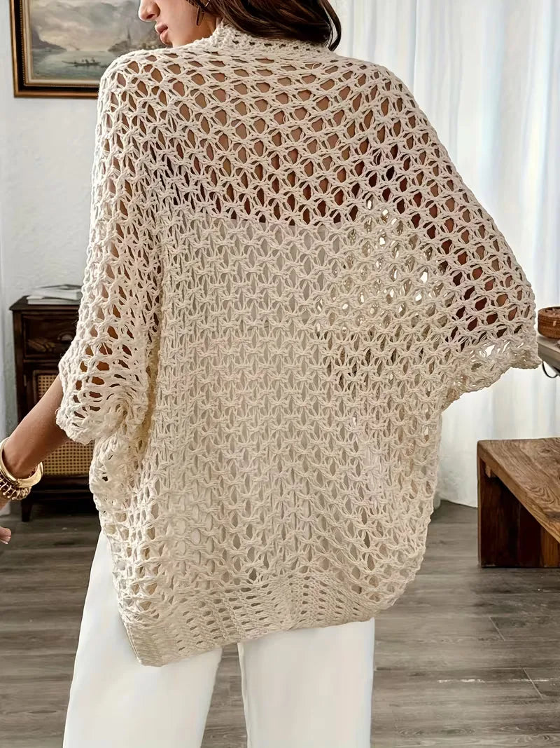 Crochet cardigan light beige