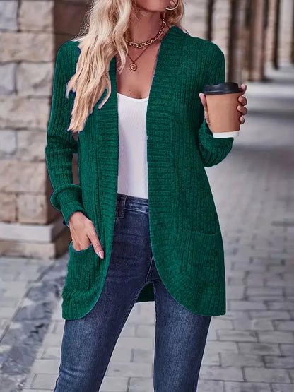 Open vest with ribbed texture