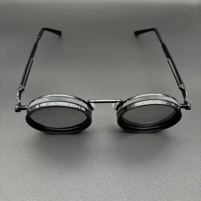 Round Sunglasses with Steampunk Design