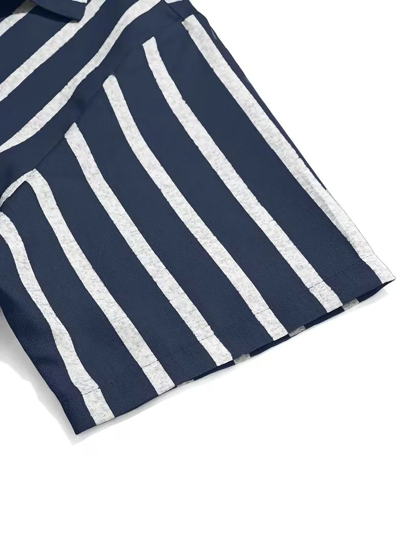 Short Sleeve Shirt with Vertical Stripes