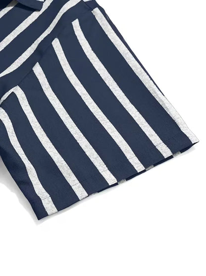 Short Sleeve Shirt with Vertical Stripes