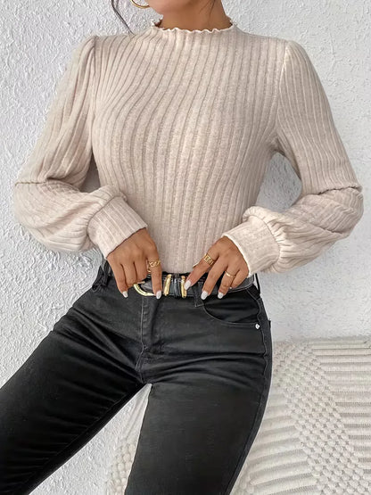 Rib-knit bodysuit with long sleeves