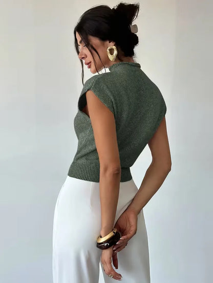 Sleeveless Vest with Mock Neck