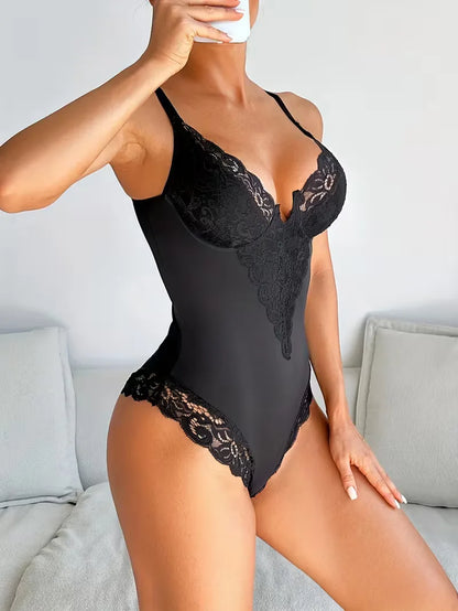 Lace Bodysuit with V-Neck