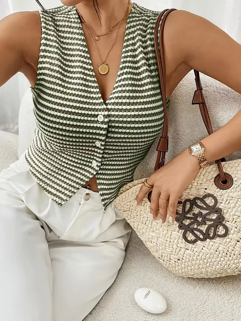 Vest with V-neck and Buttons