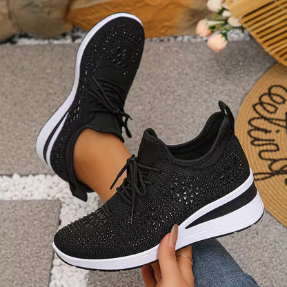 Platform sneakers with knitted upper