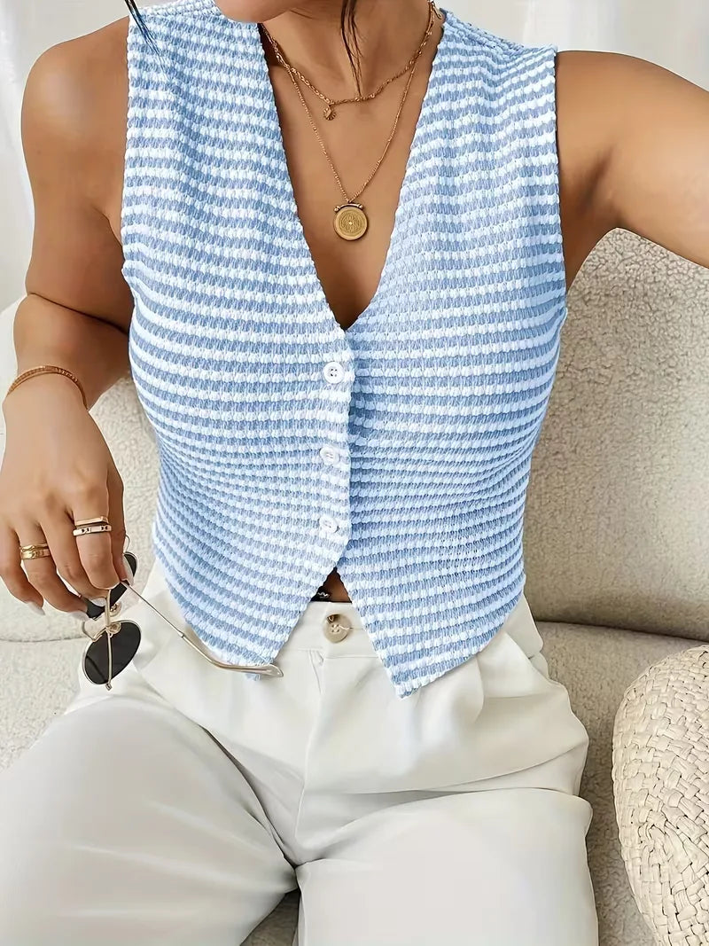 Vest with V-neck and Buttons