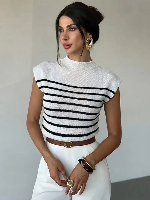 Sleeveless Vest with Mock Neck