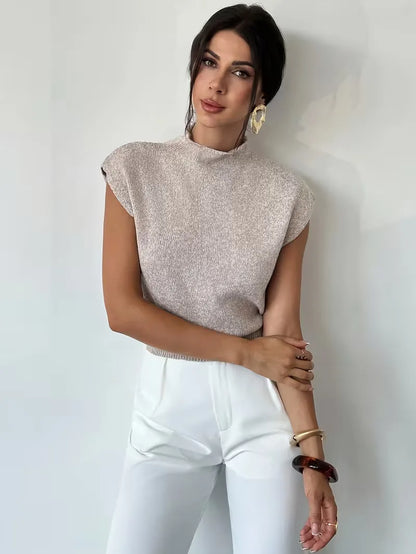Sleeveless Vest with Mock Neck