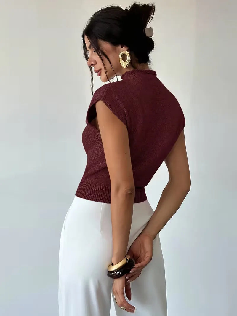 Sleeveless Vest with Mock Neck