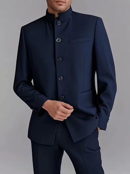 Slim Fit Blazer with Mandarin Collar