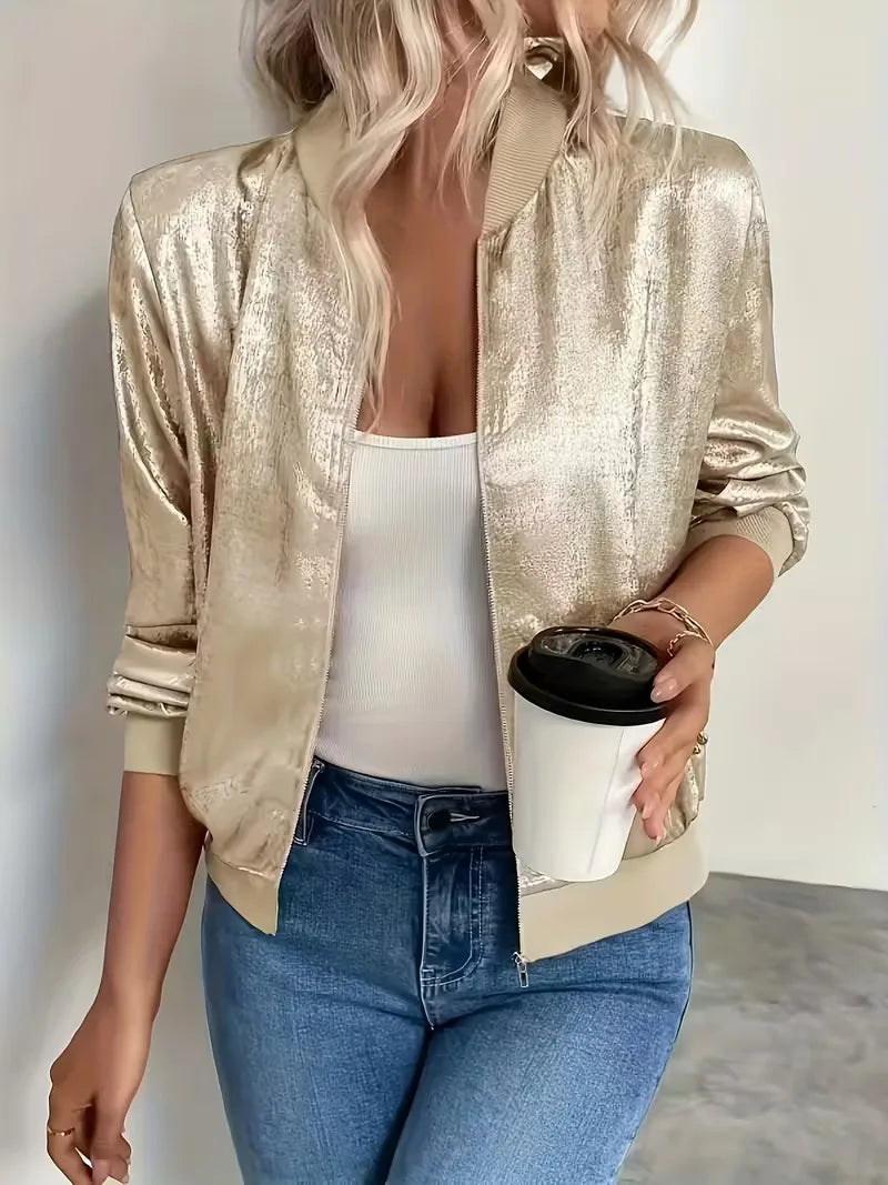 Bomber jacket with ribbed details
