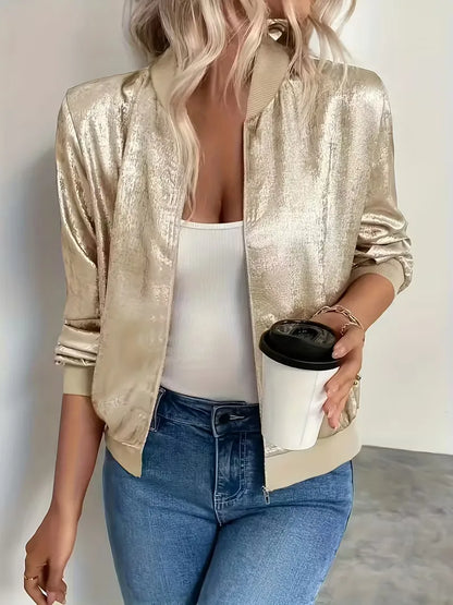 Bomber jacket with ribbed details
