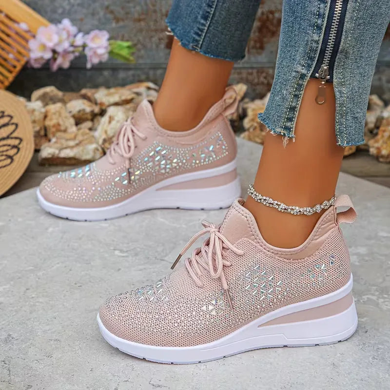 Platform sneakers with knitted upper