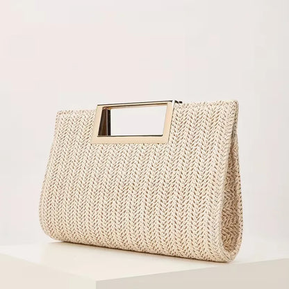 Woven clutch with square handle