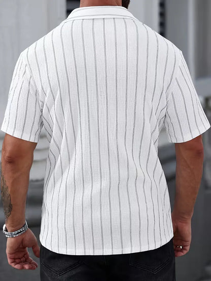 Short Sleeve Shirt with Vertical Stripes