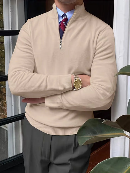 Sweater with Collar and Half-Zip