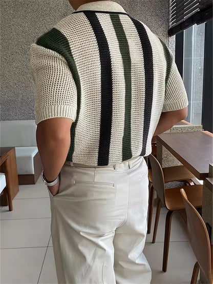 Polo with V-neck and short sleeves