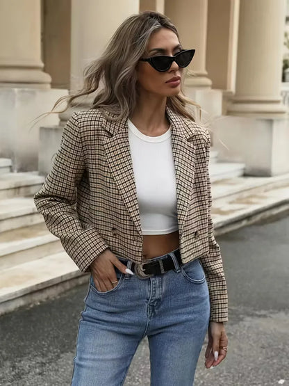 Plaid blazer with long sleeves