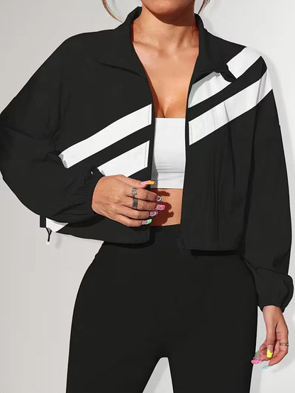 Track jacket with elastic cuffs