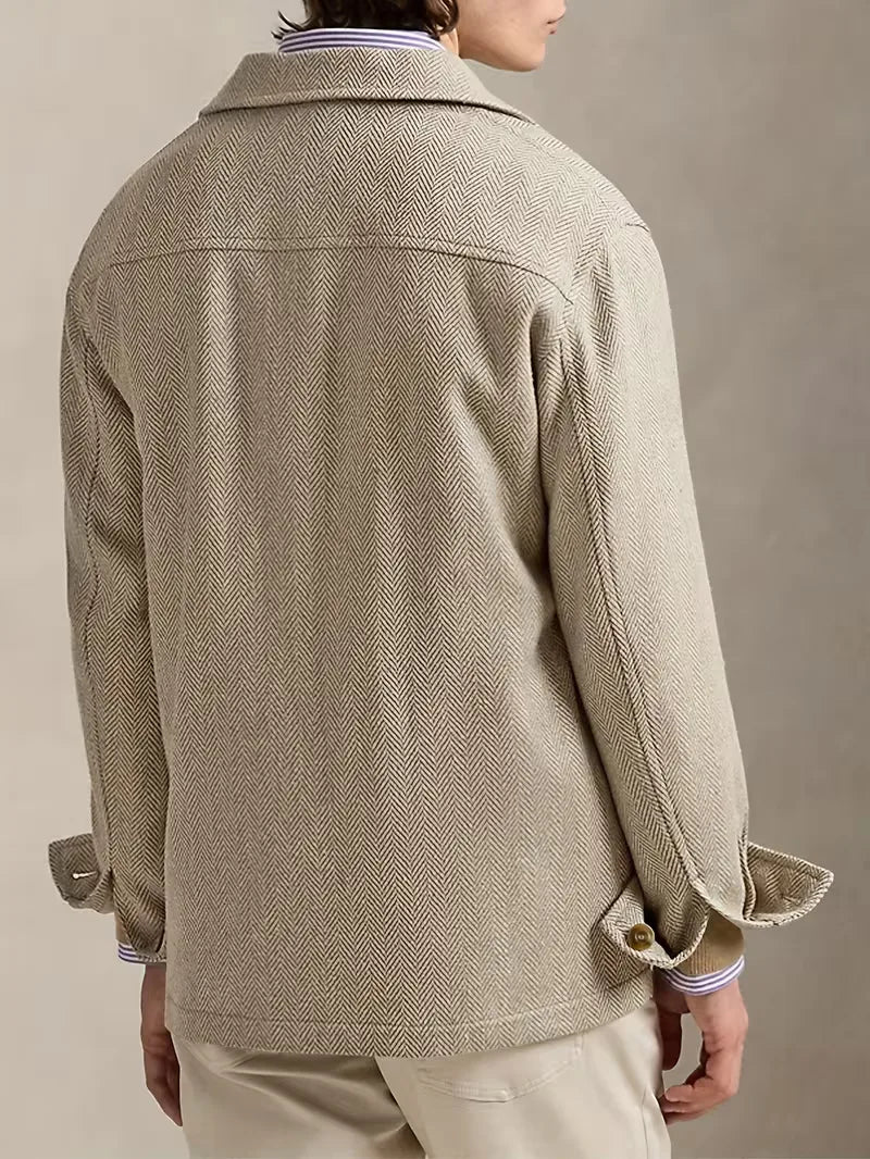 Herringbone Pattern Trench Coat