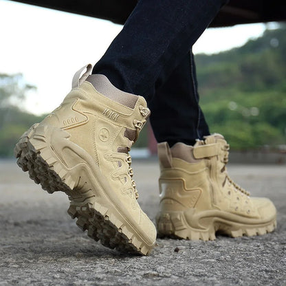 Alfredo | Black Military Work Boots with Non-Slip Sole