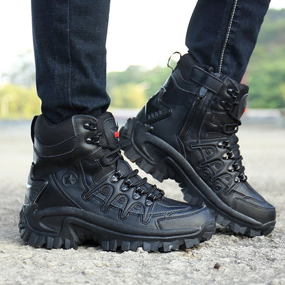 Alfredo | Black Military Work Boots with Non-Slip Sole