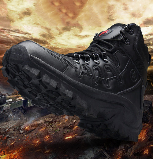 Alfredo | Black Military Work Boots with Non-Slip Sole