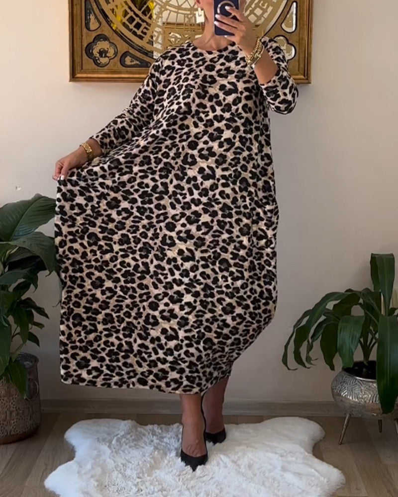 Aritia | Elegant Dress with Pockets and Leopard Print